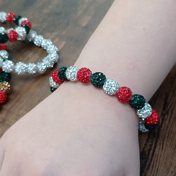 Sleigh in Silver Christmas Bling Beaded Bracelet