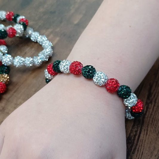 Sleigh in Silver Christmas Bling Beaded Bracelet