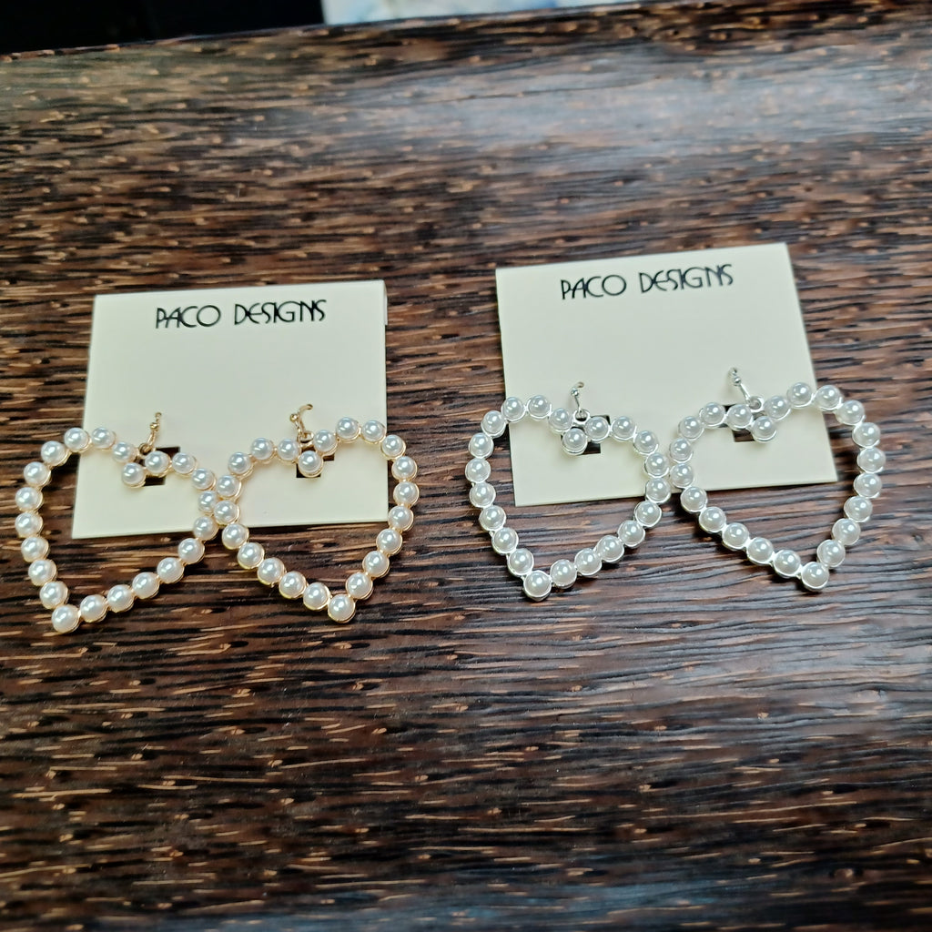Pearl Heart Earrings