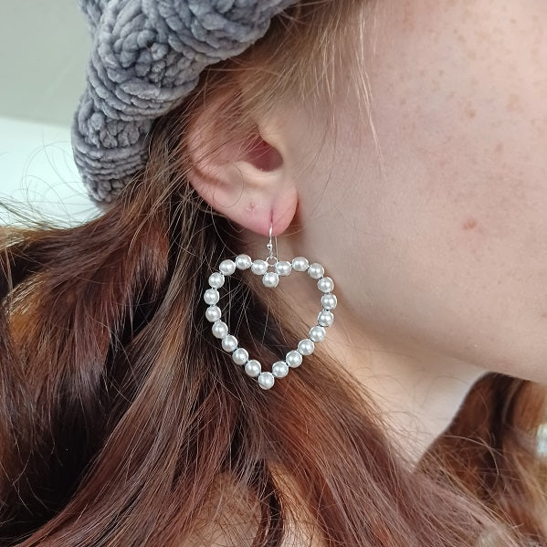 Pearl Heart Earrings