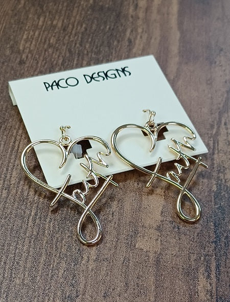 Faith in Love Heart Earrings