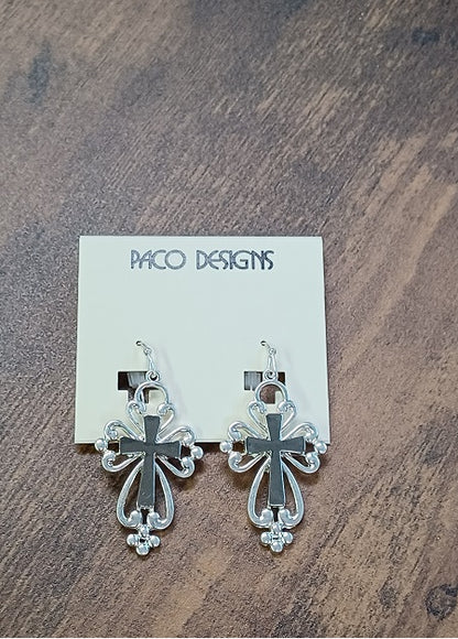 Gorgeous Cross Dangle Earrings Silver or Gold