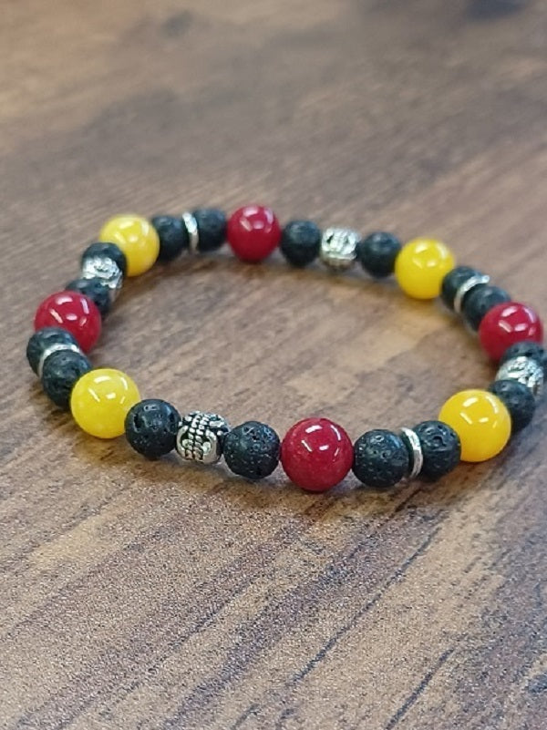 Chiefs Pewter and Lava Beaded Bracelet