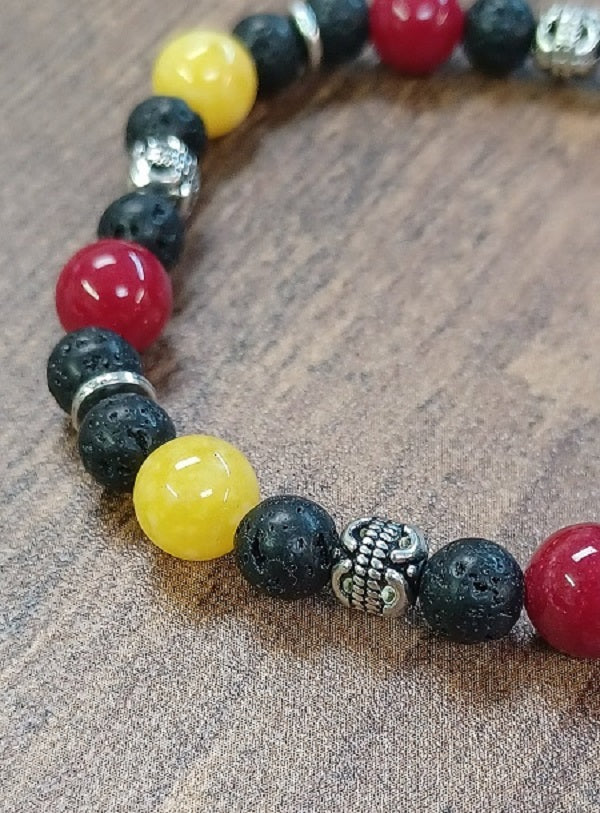 Chiefs Pewter and Lava Beaded Bracelet