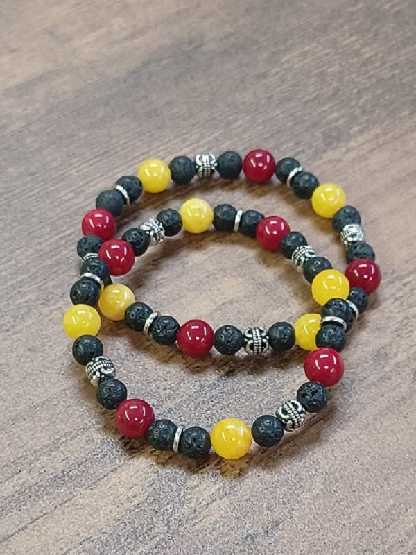 Chiefs Pewter and Lava Beaded Bracelet