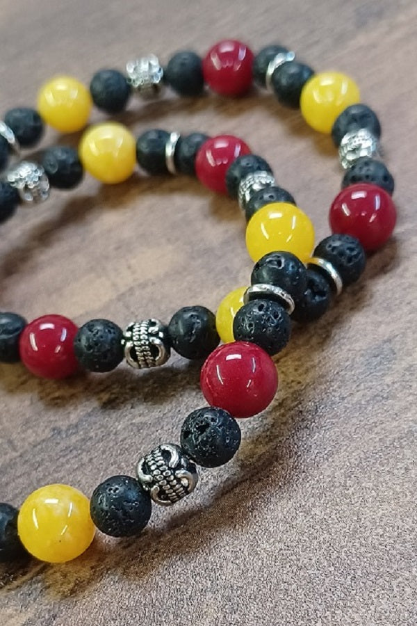 Chiefs Pewter and Lava Beaded Bracelet
