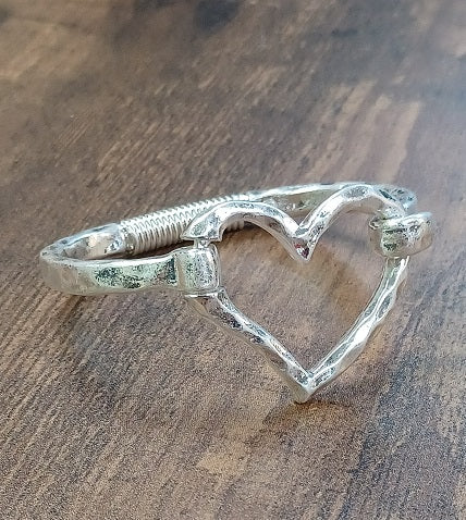 Heart Cuff Bracelet Silver or Gold