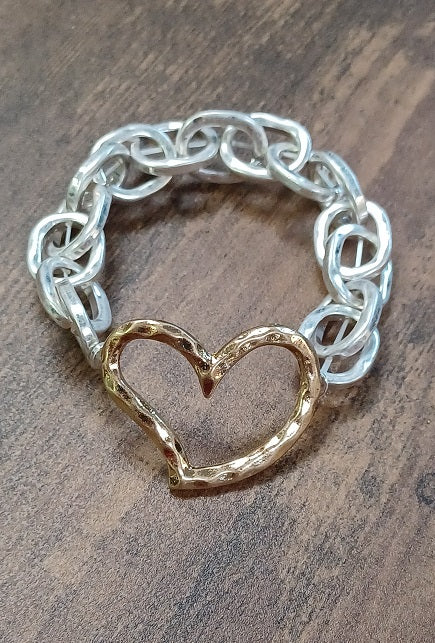 Heart of Gold Stretch Chain Bracelet