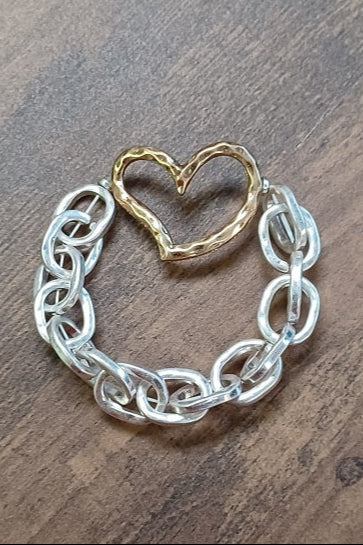 Heart of Gold Stretch Chain Bracelet