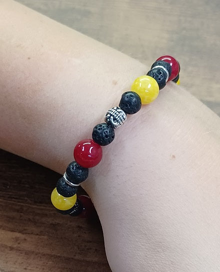 Chiefs Pewter and Lava Beaded Bracelet