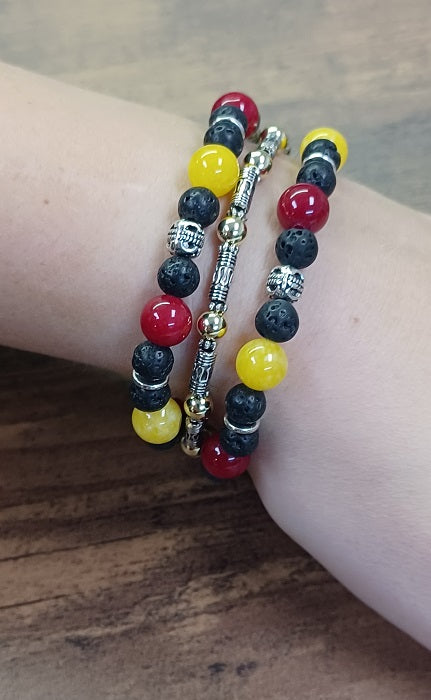 Chiefs Pewter and Lava Beaded Bracelet