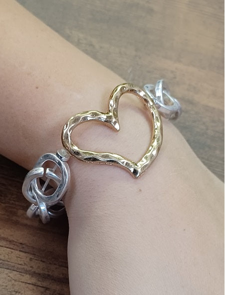 Heart of Gold Stretch Chain Bracelet