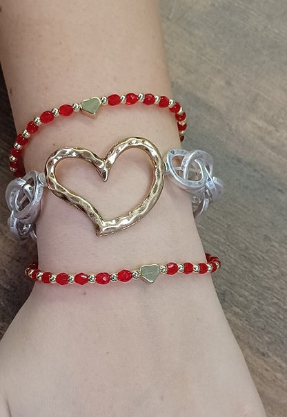 Heart of Gold Stretch Chain Bracelet