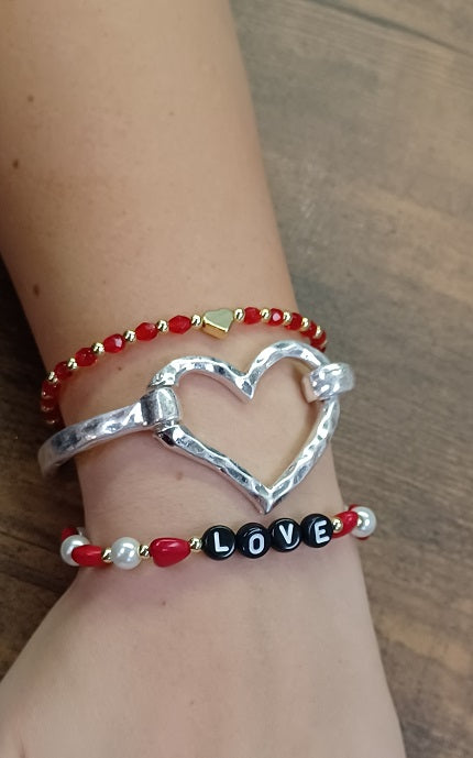 Heart Cuff Bracelet Silver or Gold