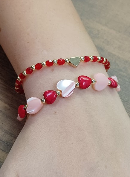 Pearl and Stone Heart Valentines Bracelet