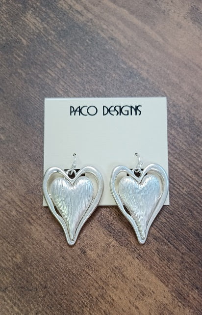 Brushed with Love Heart Dangle Earrings