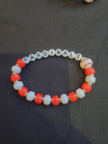 Fun Cardinals Baseball Red and White Pony Bead Bracelet