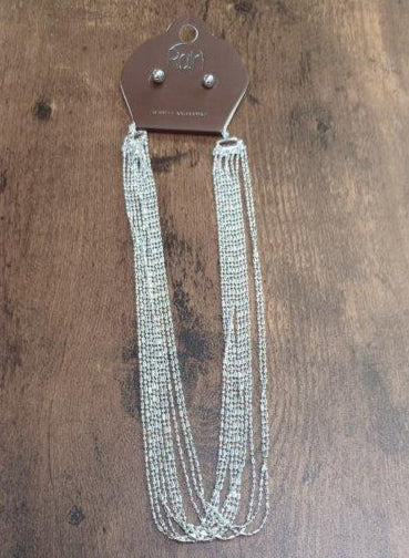 SIlver Dot Dash Dot 11 Chain Necklace