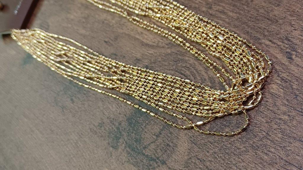 Gold Dot Dash Dot 11 'Multi Chain Necklace