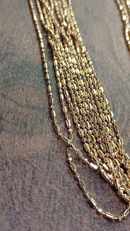 Gold Dot Dash Dot 11 'Multi Chain Necklace