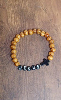 Jesus Wood Beaded Bracelet