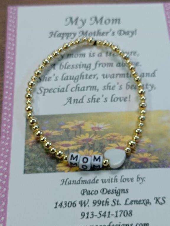 Gold Beaded Mother's Day MOM Bracelet
