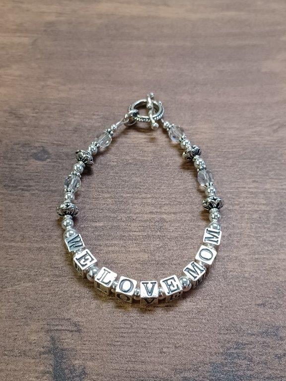 We Love Mom Sterling Silver Bracelet