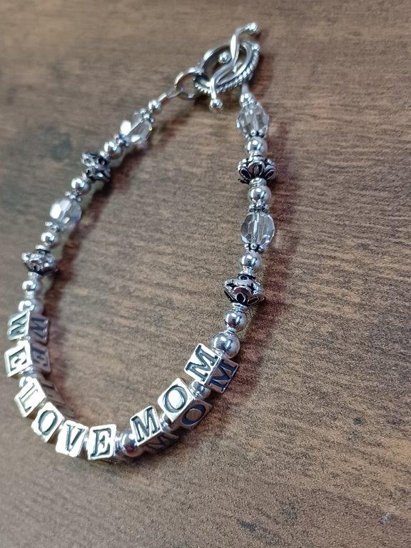 We Love Mom Sterling Silver Bracelet
