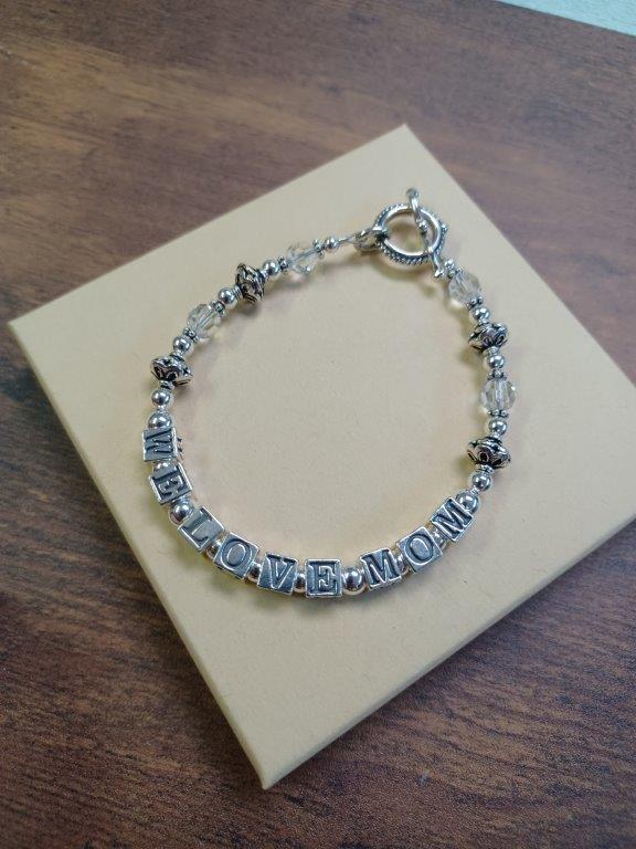 We Love Mom Sterling Silver Bracelet
