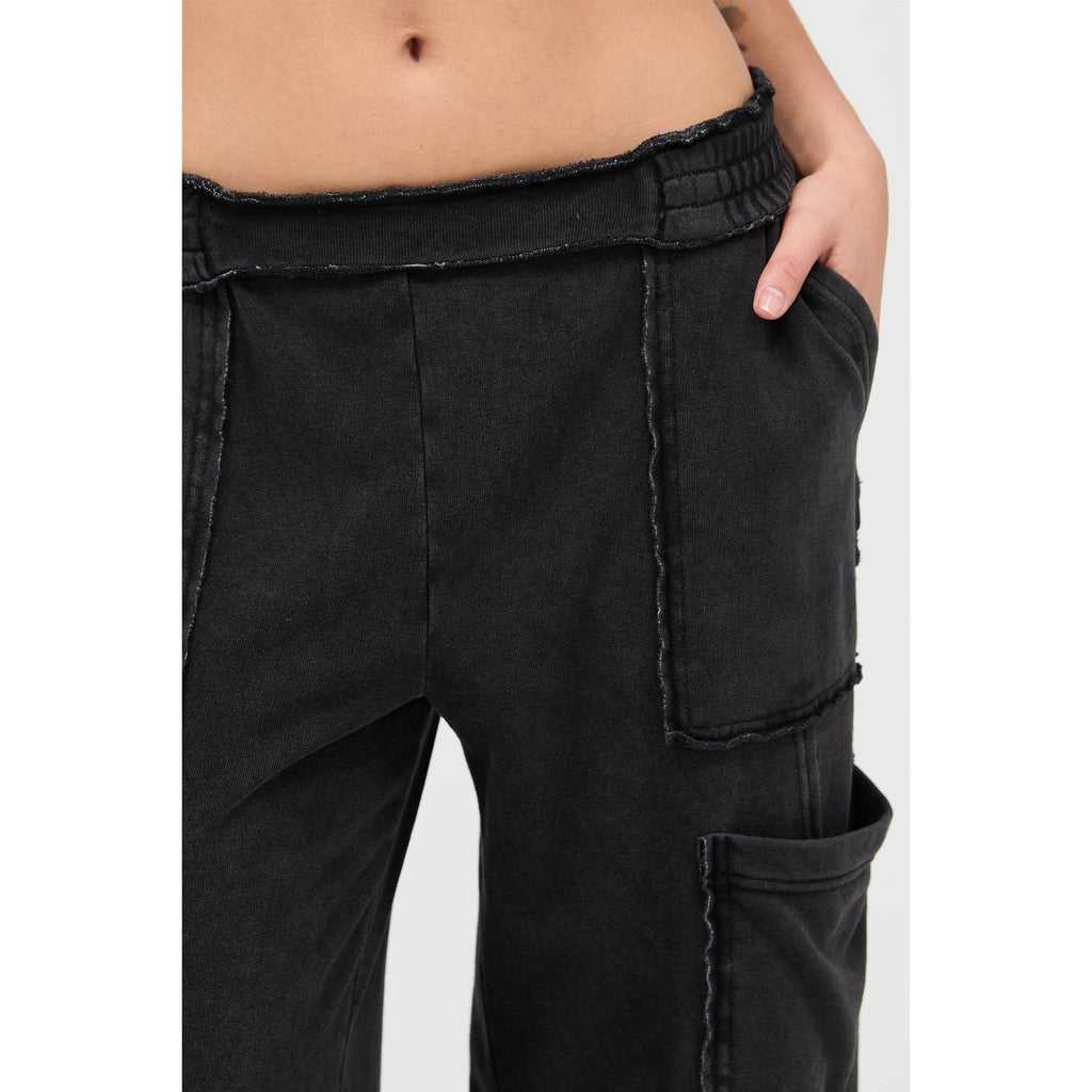 Mineral Wash Wide Leg Cargo Pants