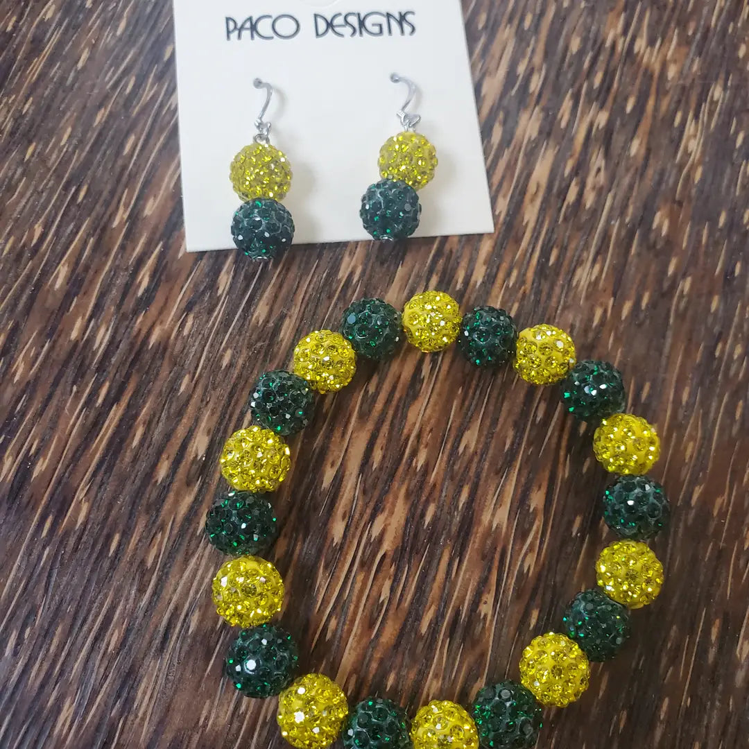 Green and Yellow Stretchy Bling Bracelet