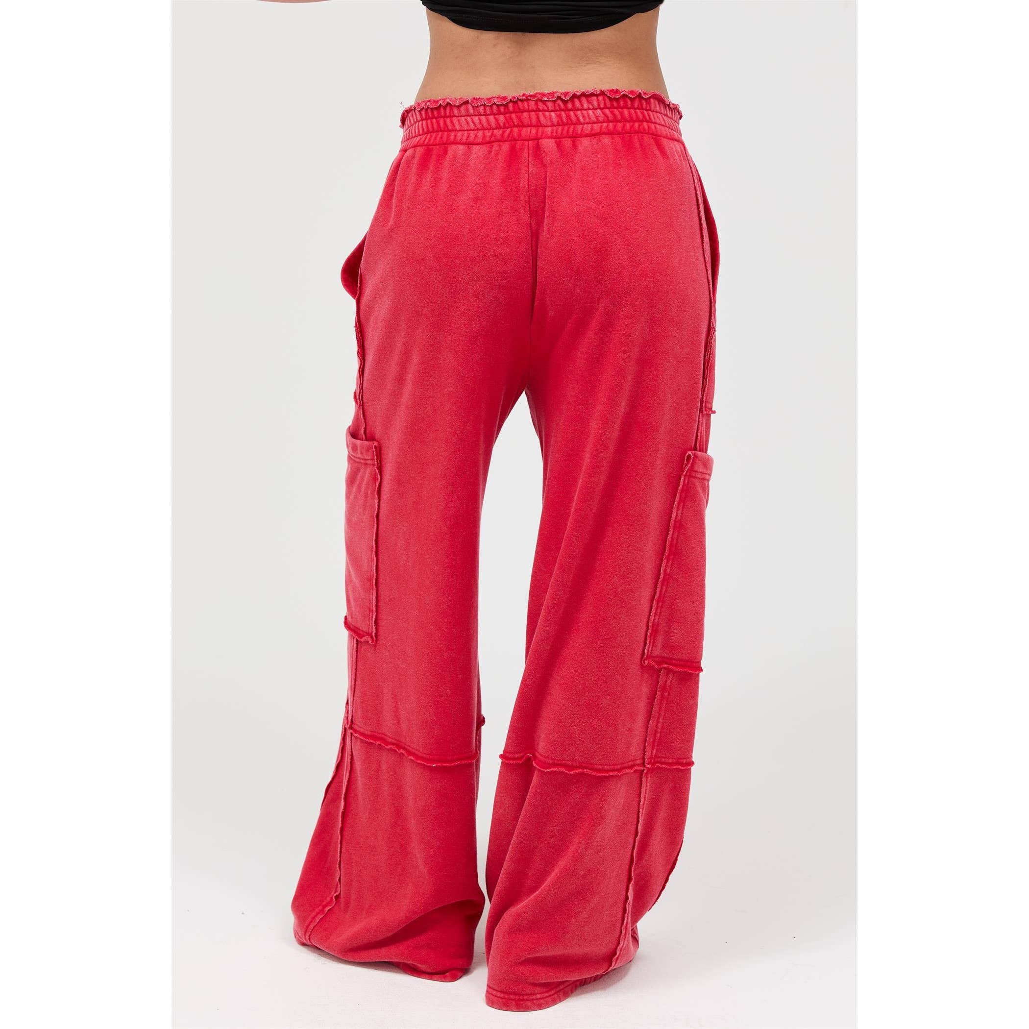 Mineral Wash Wide Leg Cargo Pants