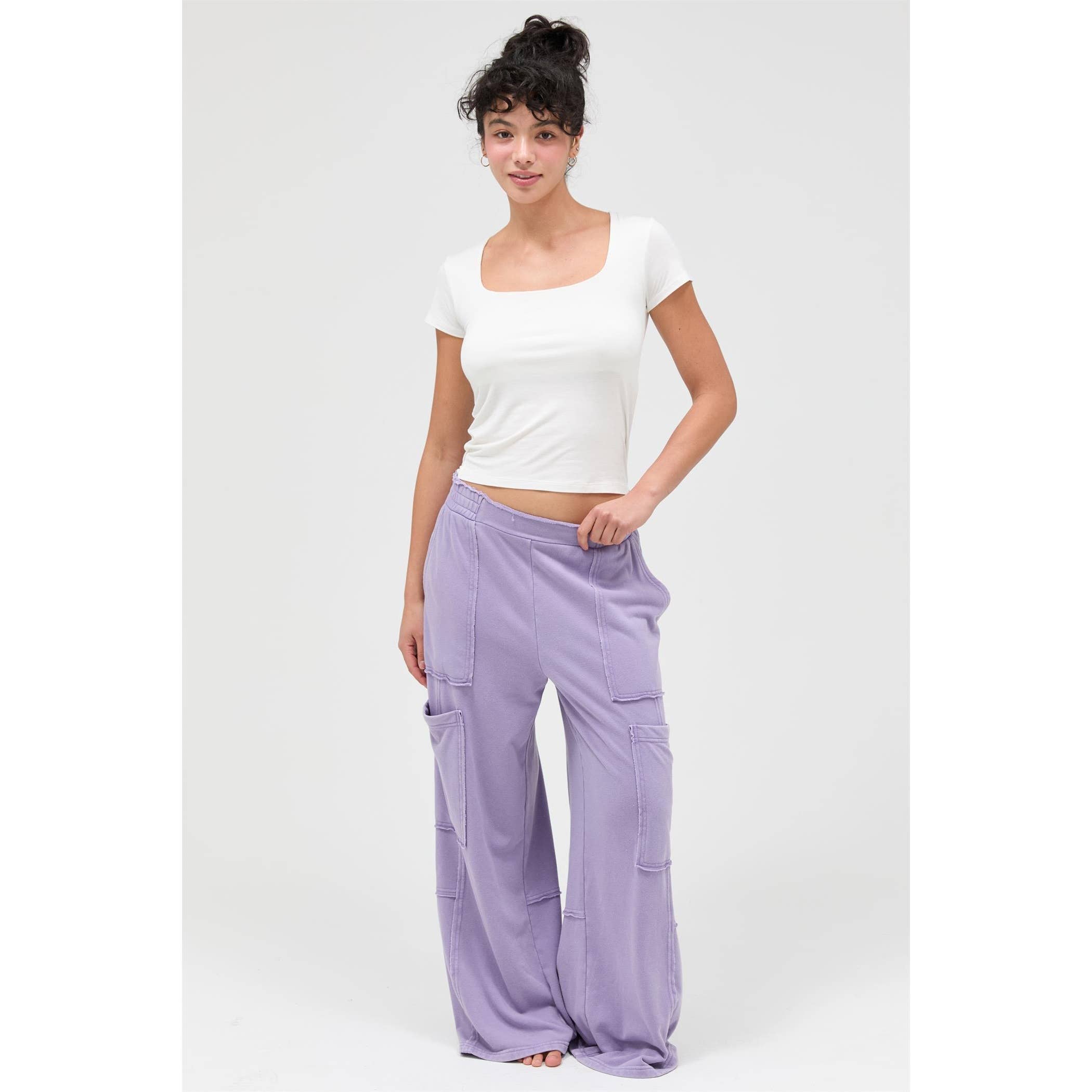 Mineral Wash Wide Leg Cargo Pants