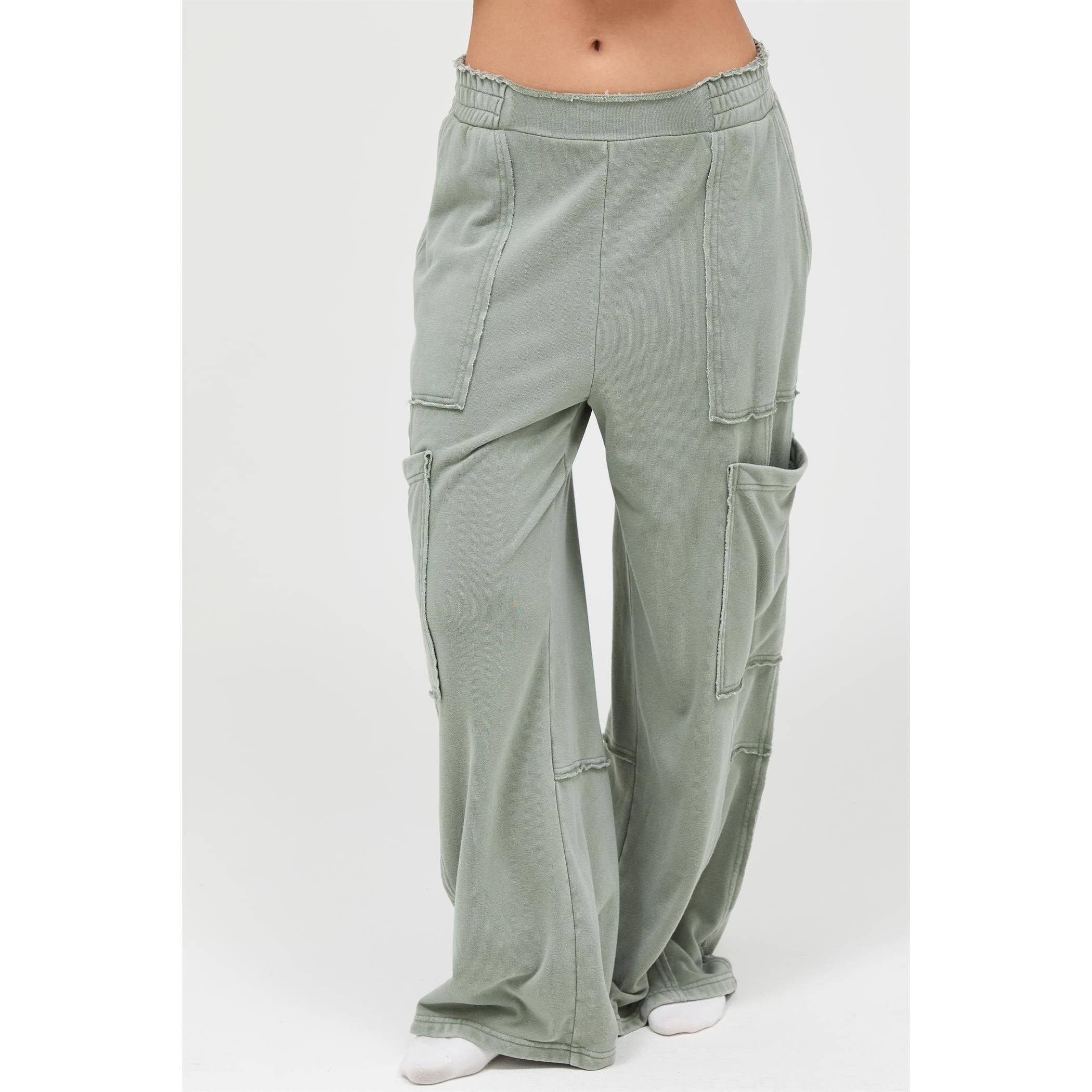 Mineral Wash Wide Leg Cargo Pants