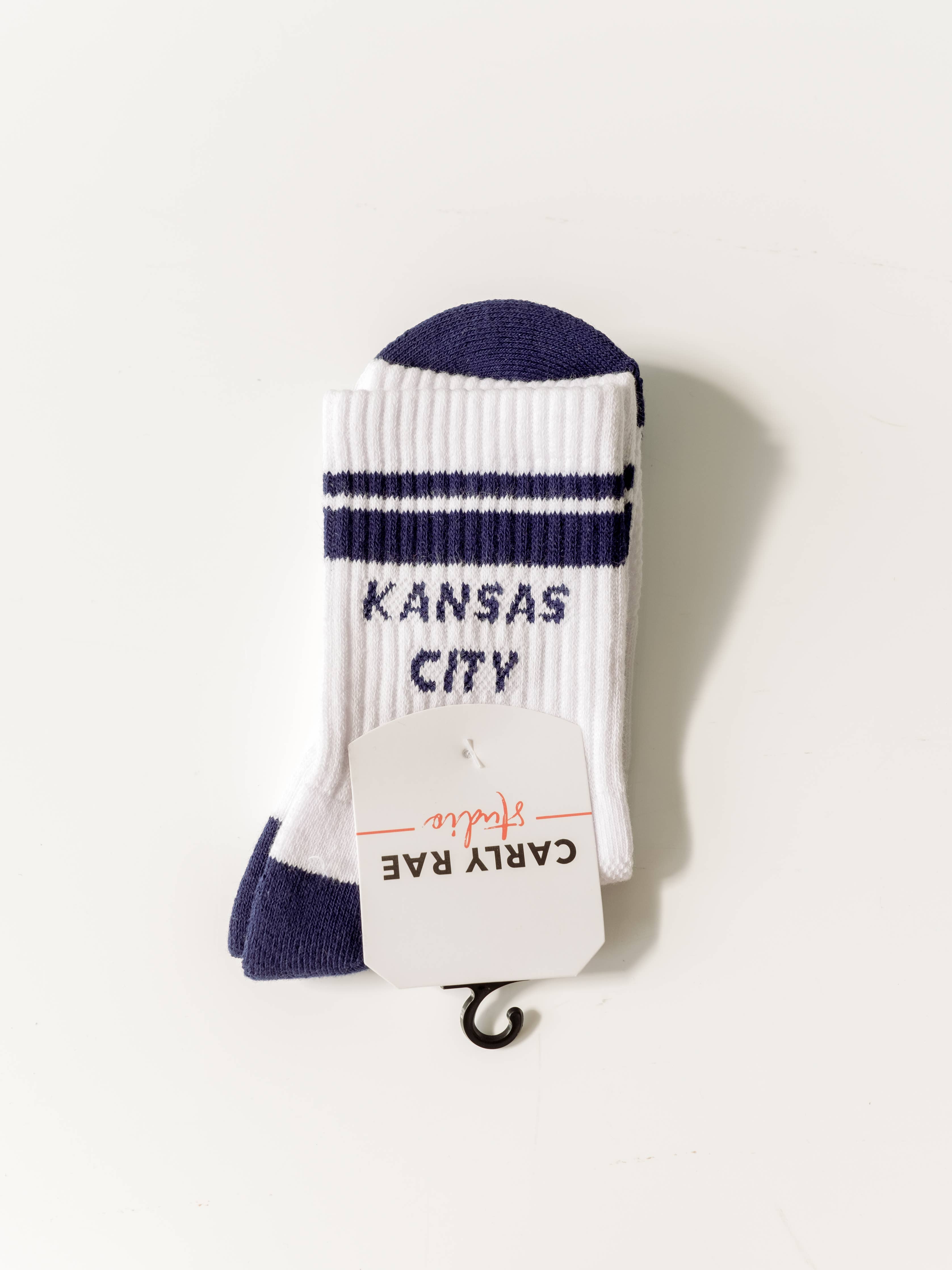 Kansas City Crew Socks - White w/ Navy