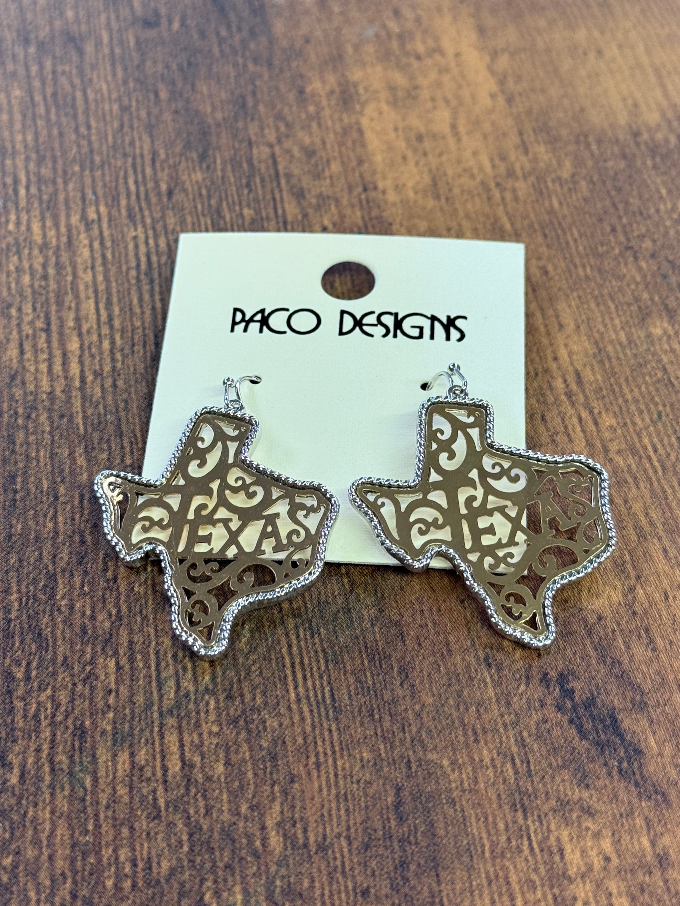 Silver Lasso Trim & Gold Filigree Texas Earrings