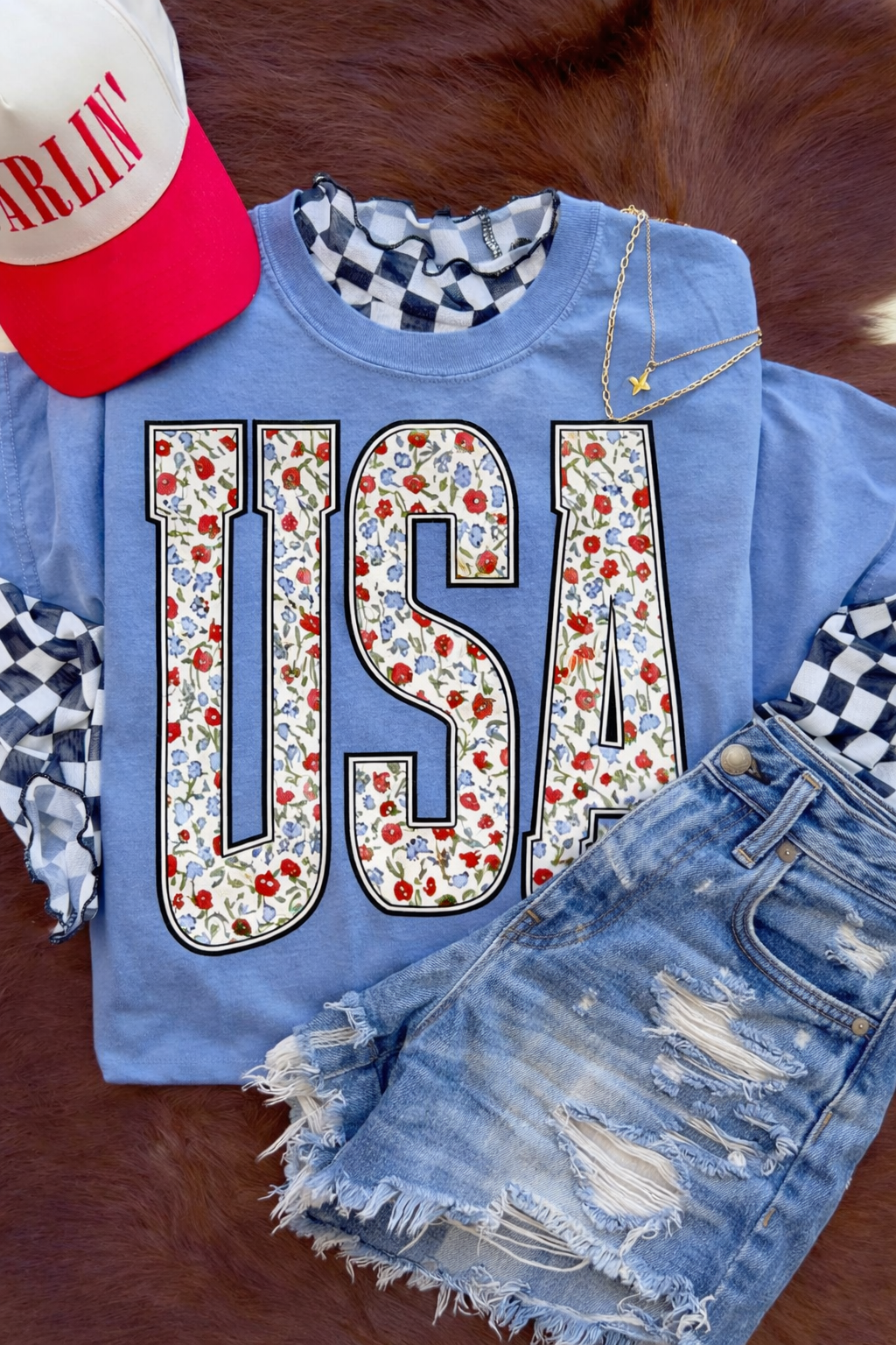 USA Floral Sweatshirts & T-Shirts