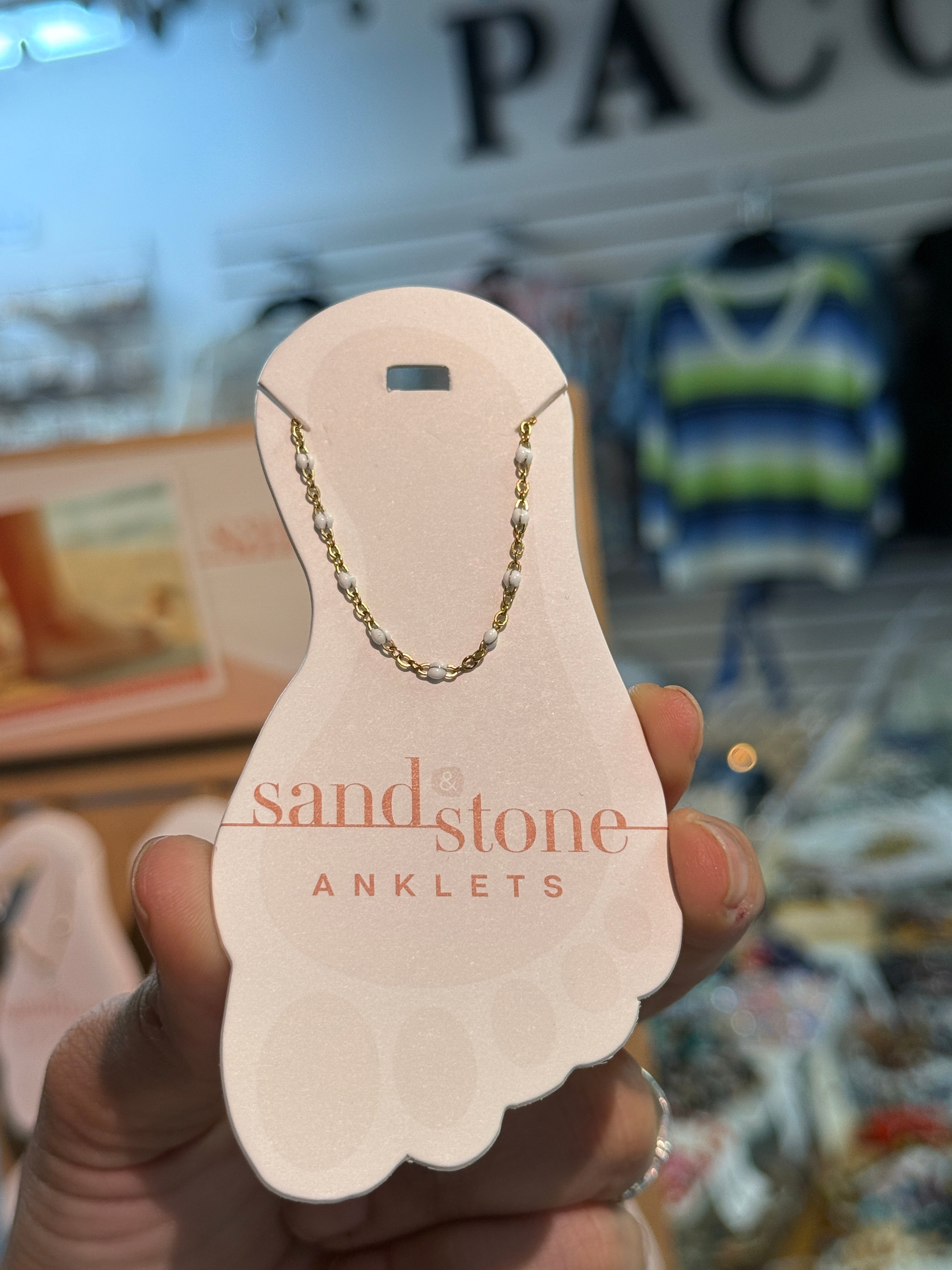 Gold Tone Stainless Steel Water Resistant Anklet by Sand & Stone