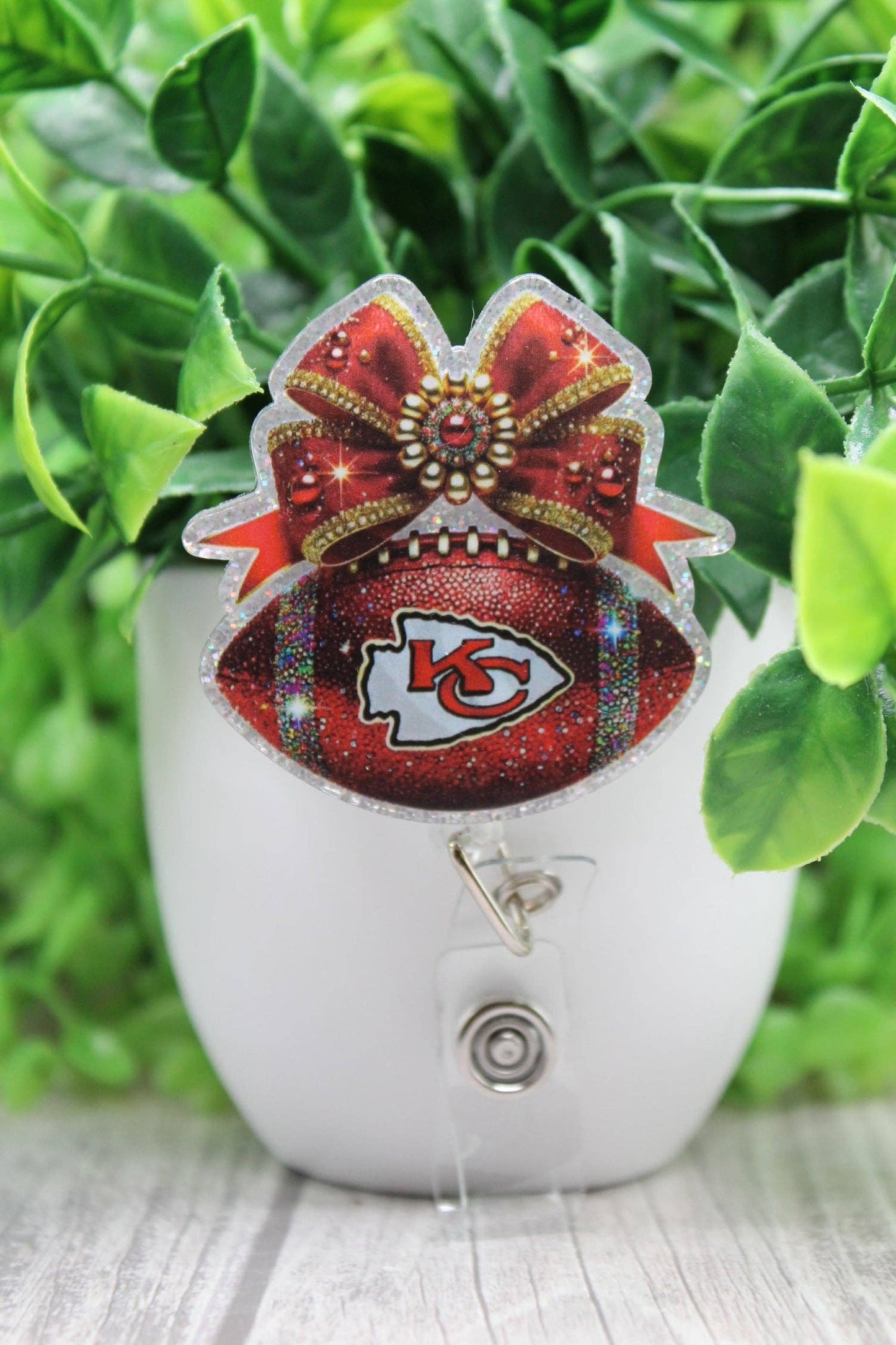 Kansas City Chiefs Football with Bow Badge/ID Holder Reel