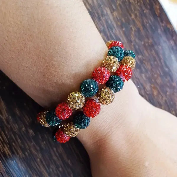 Merry & Gold Christmas Bling Beaded Bracelet