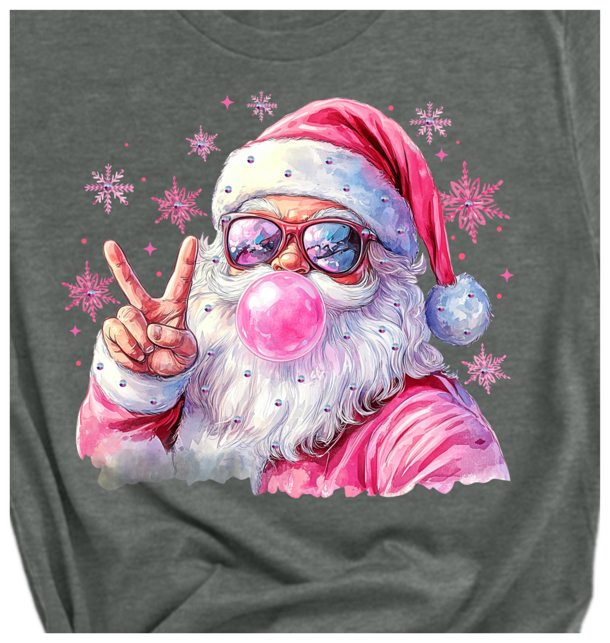 Bubble Santa Rhinestone Graphic Tees