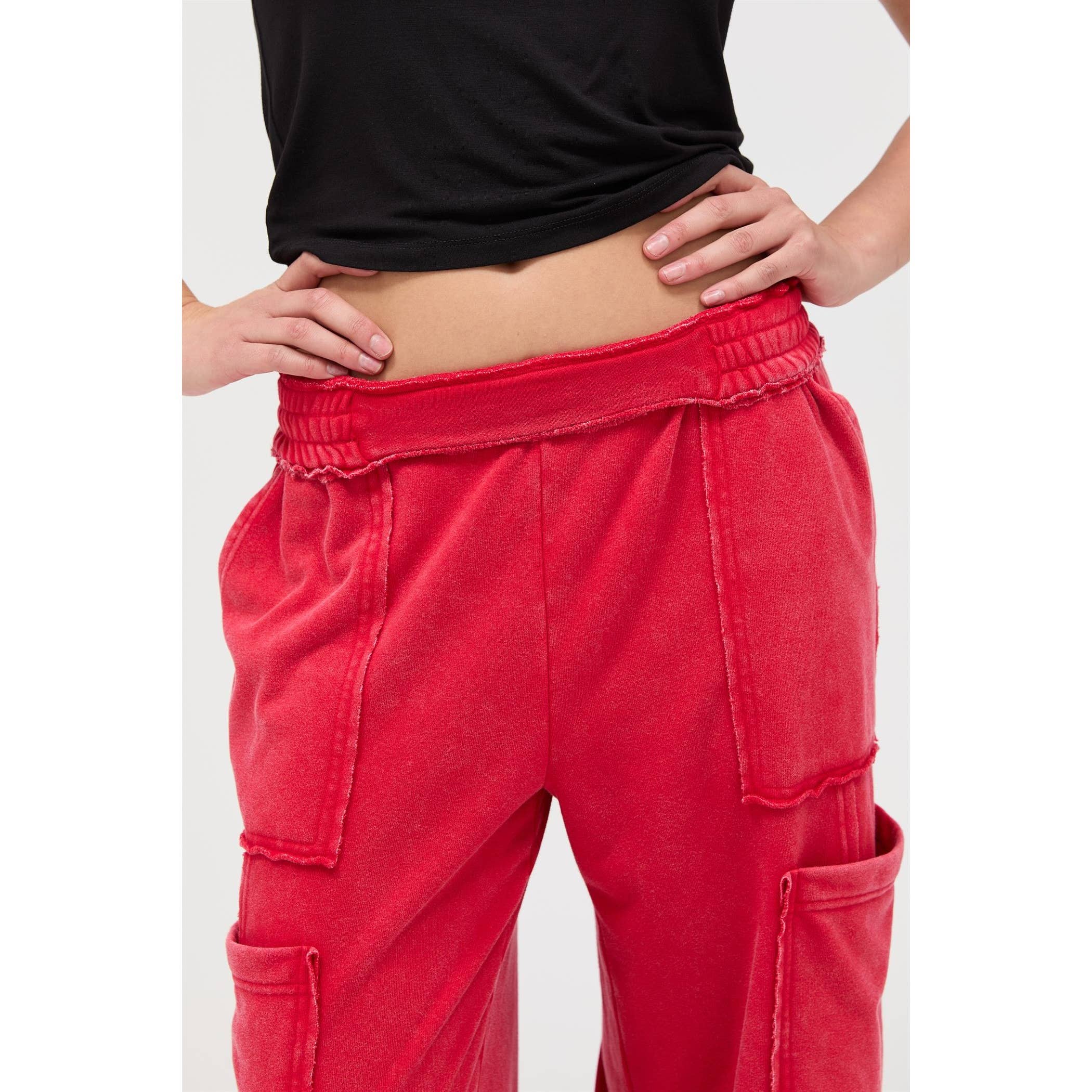Mineral Wash Wide Leg Cargo Pants
