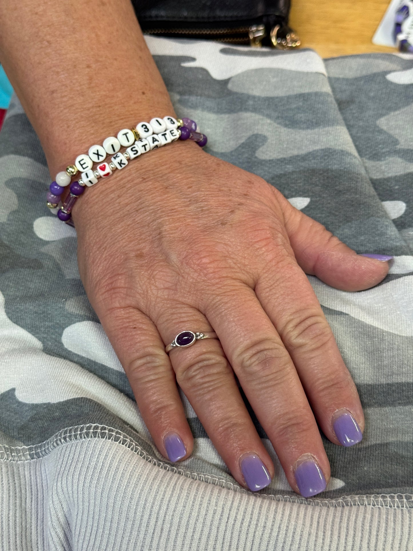 I Love K State Beaded Bracelet