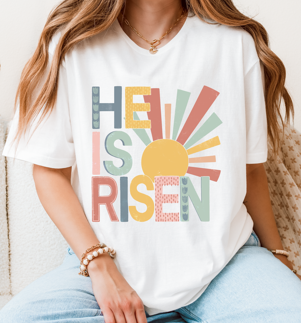 HE IS RISEN PASTEL OFF WHITE SWEATSHIRT