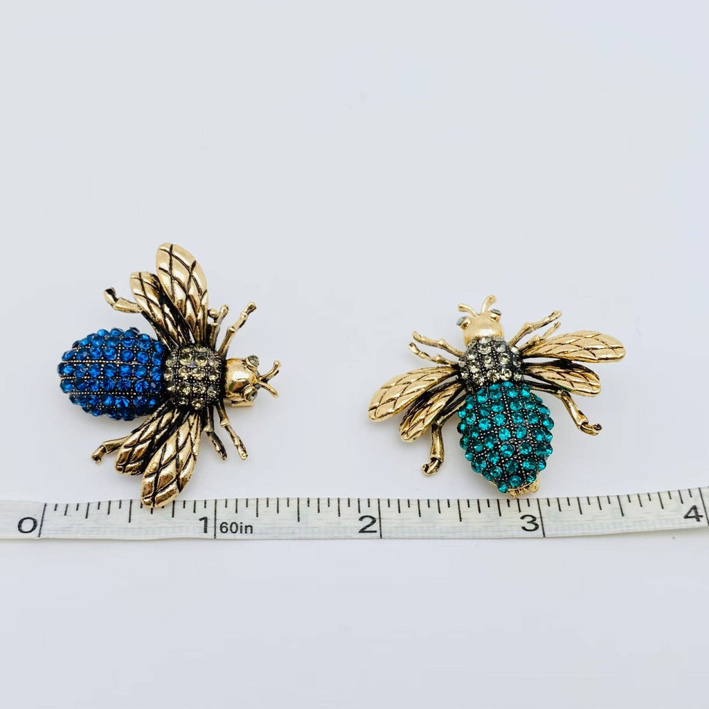 Metal Rhinestone Bee Brooch Clothes Pin
