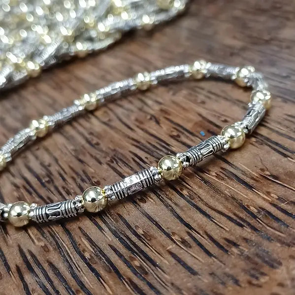 Everyday Elegance Silver and Gold Beaded Bracelet