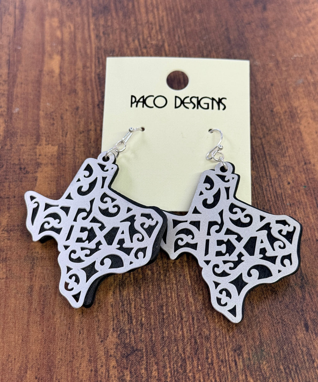 Layered Black & Silver Texas Filagree Earrings