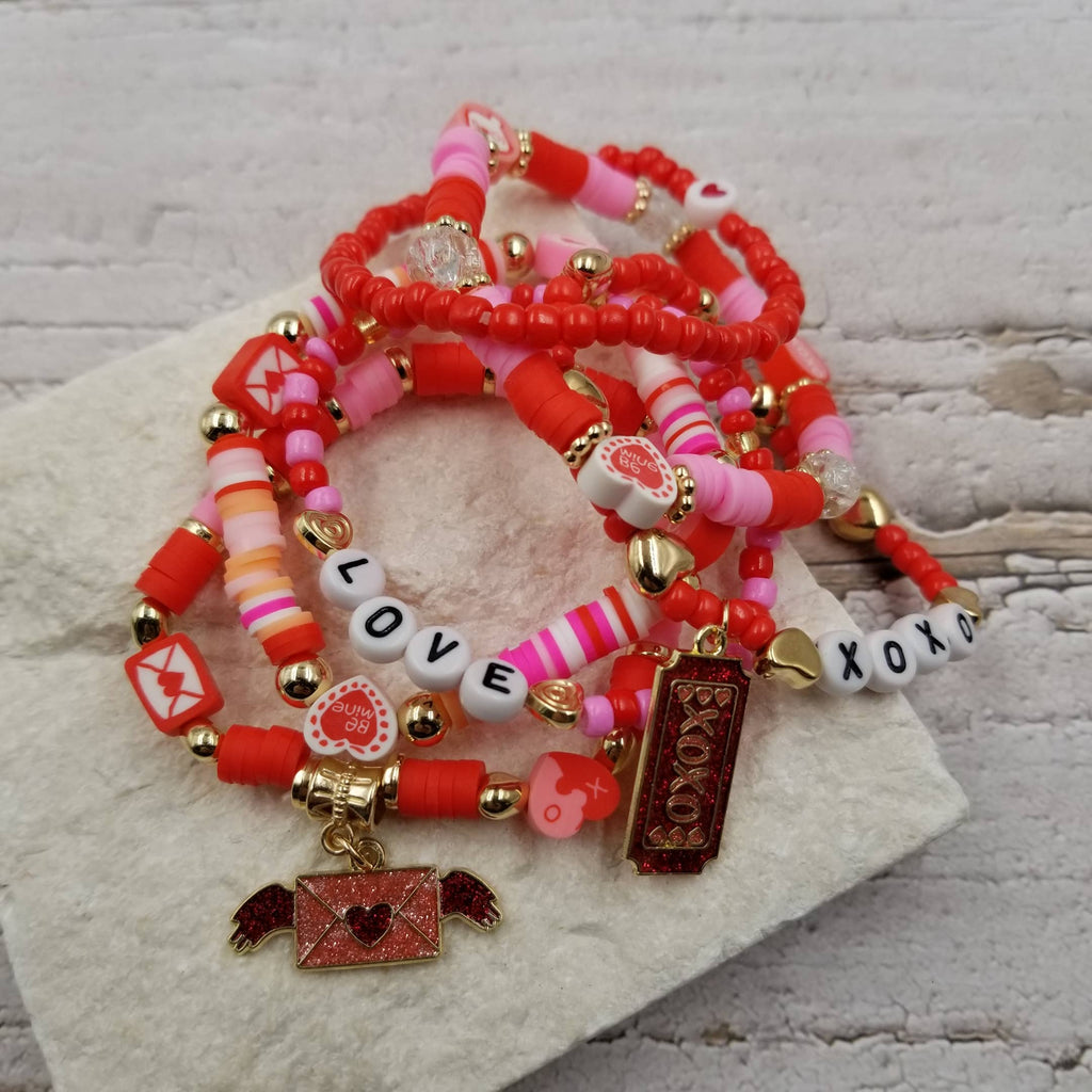 Passionate Red Multi Layered Valentine's Day XOXO Bracelet