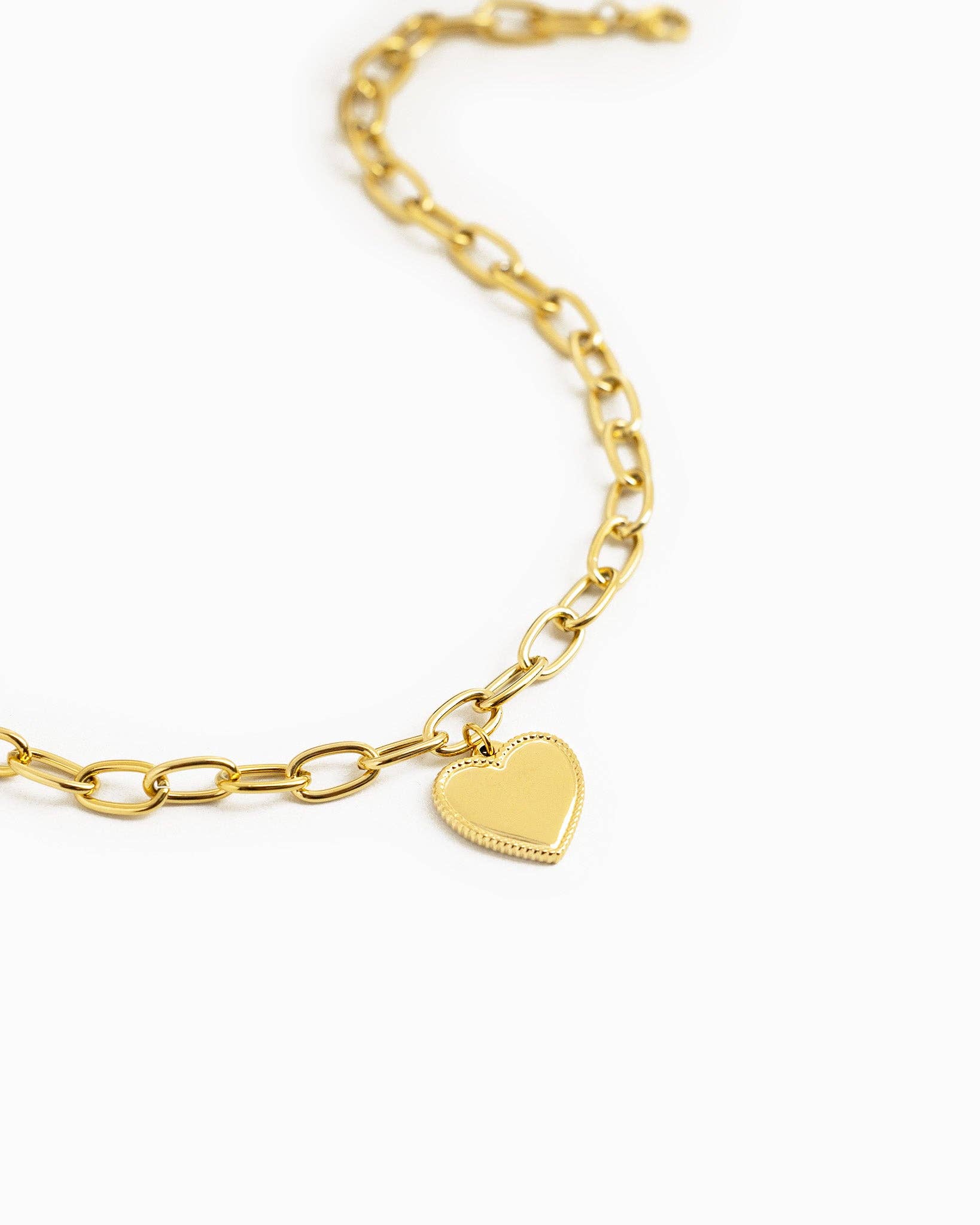 Stainless Steel Chunky Heart Statement Link Chain Necklace