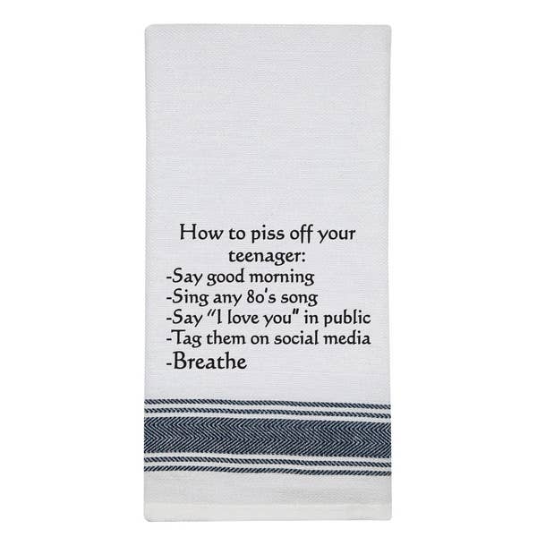 White Kitchen Towel "How to piss off..." 
